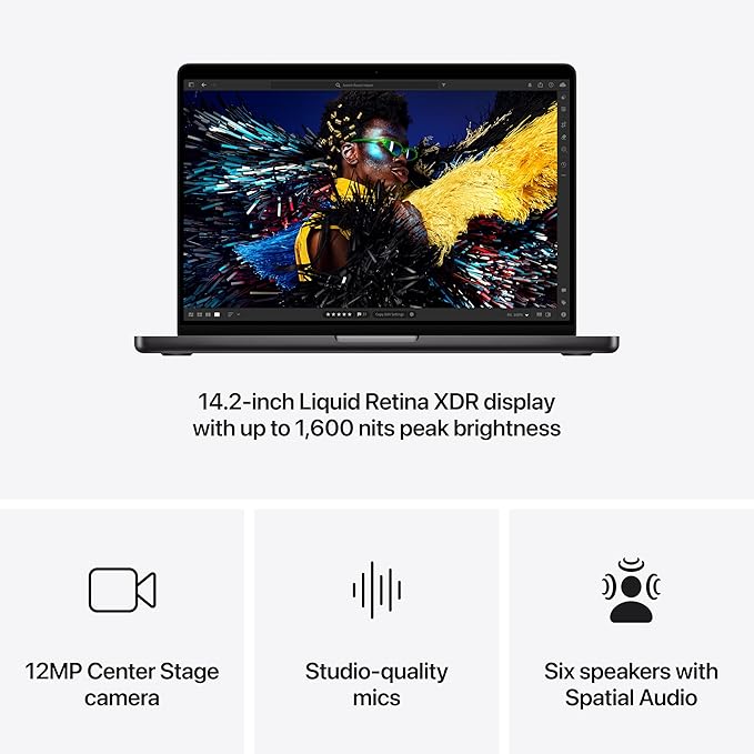Apple 2024 MacBook Pro Laptop with M4 Pro chip with 12-core CPU and 16-core GPU: Built for Apple Intelligence, 14.2-inch Liquid Retina XDR Display, 24GB Unified Memory; 512GB SSD Storage; Space Black - Image 4